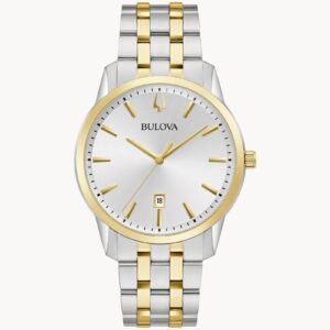 Men's Bulova Sutton Watch with Two-Tone Bracelet + White Face