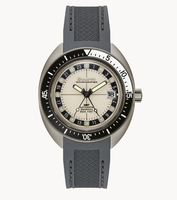 Men's Bulova Oceanographer GMT Watch with Gray Silicone Strap