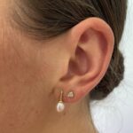 Yellow Gold Freshwater Pearl Dangle Earrings