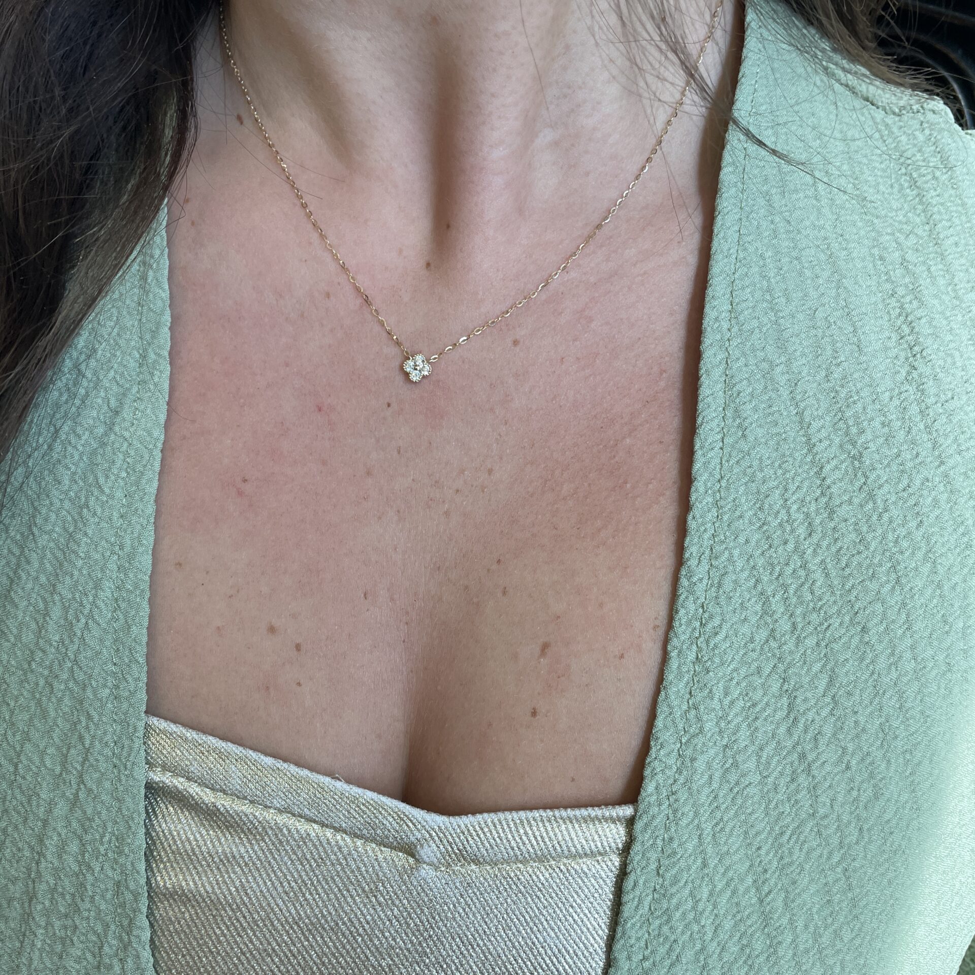 Yellow Gold Diamond Quatrefoil Necklace