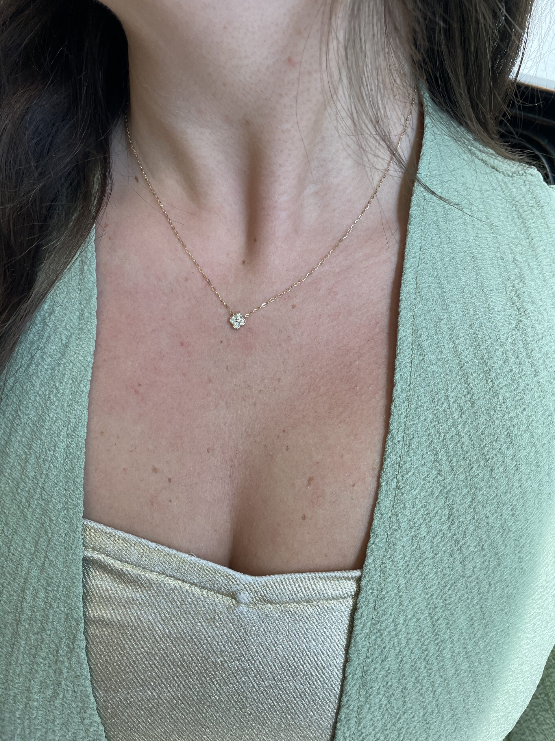 Yellow Gold Diamond Quatrefoil Necklace