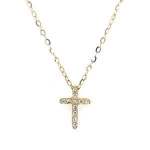 Yellow Gold Diamond Cross Necklace