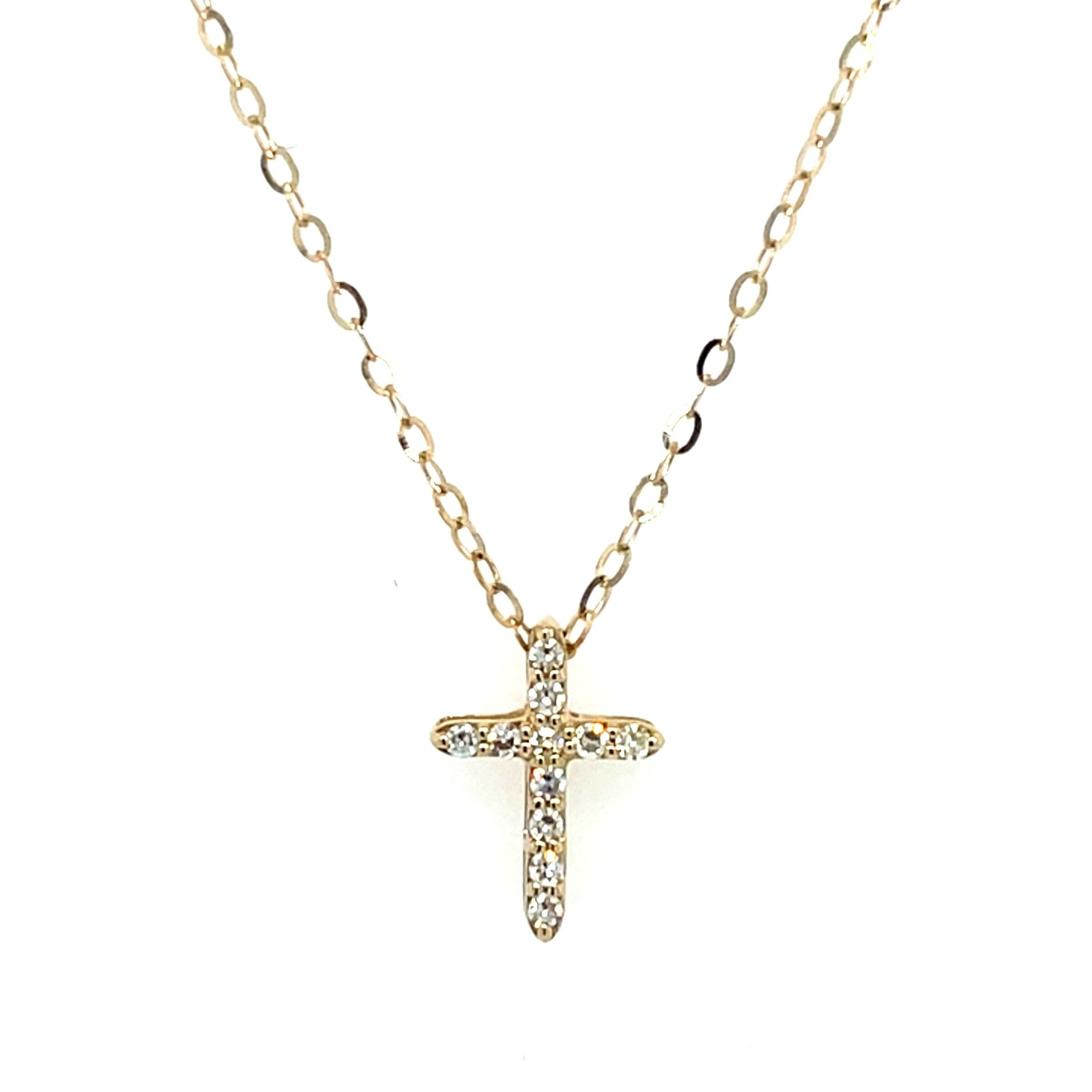 Yellow Gold Diamond Cross Necklace