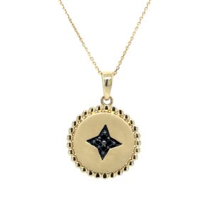 Yellow Gold Black Diamond Pendant Necklace