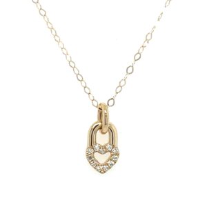 Yellow Gold Heart Pendant Necklace with Diamonds