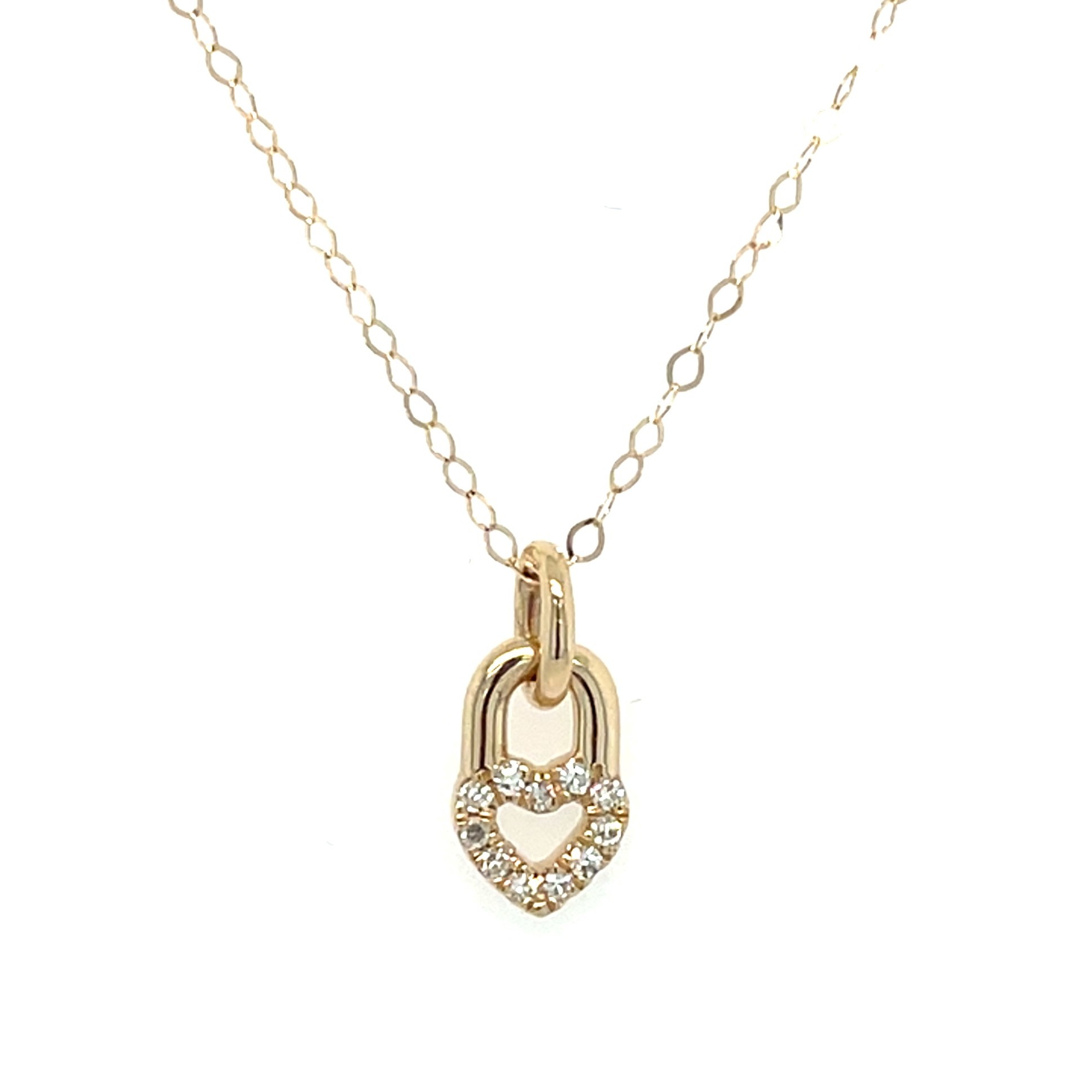 Yellow Gold Heart Pendant Necklace with Diamonds