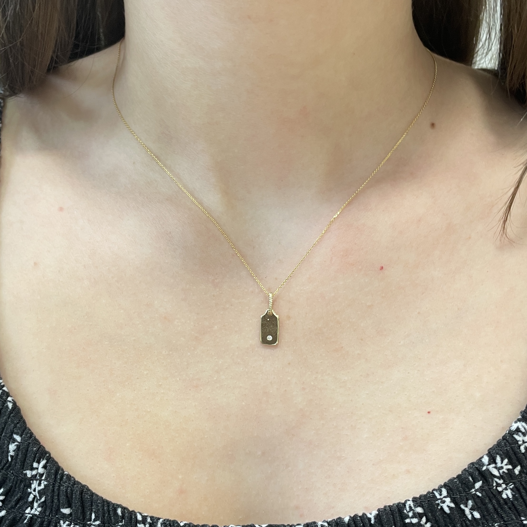 Yellow Gold Pendant Necklace with Diamond Accent