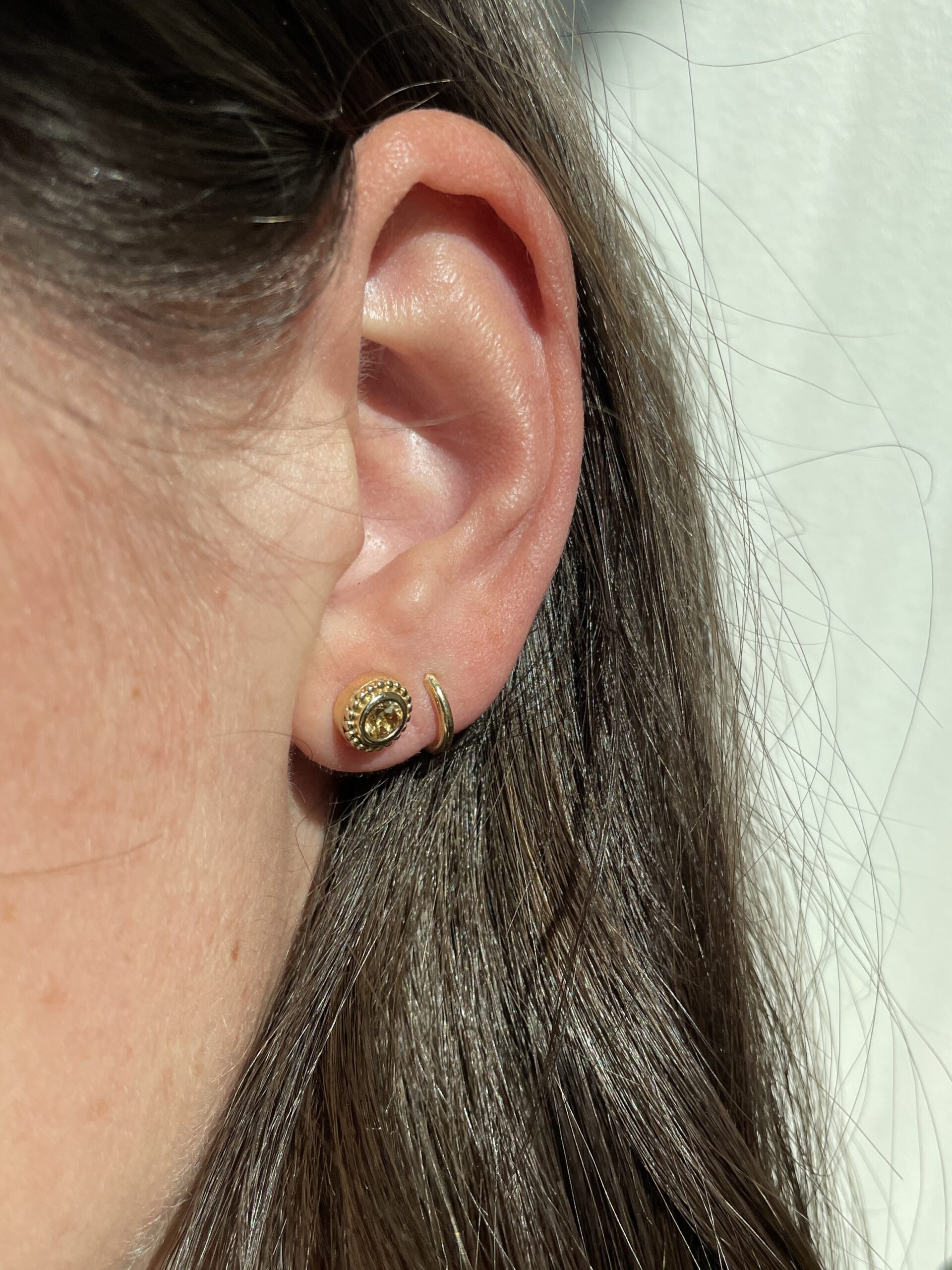 Yellow Gold Citrine Stud Earrings
