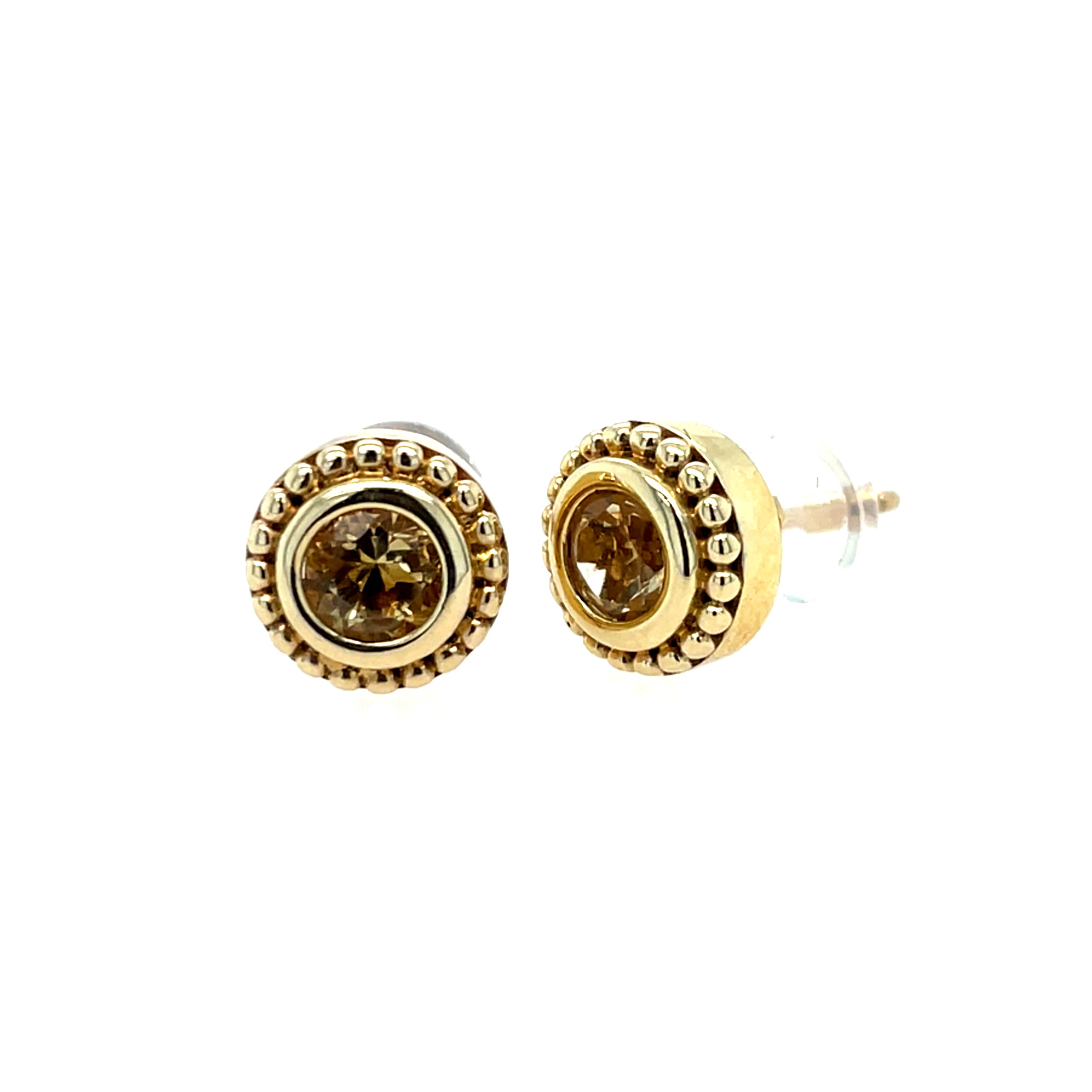 Yellow Gold Citrine Stud Earrings