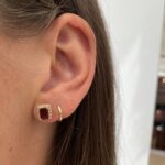 Yellow Gold Garnet Earrings with Diamonds