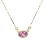 Yellow Gold Pink Sapphire and Diamond Necklace