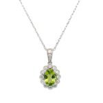 White Gold Peridot & Diamond Necklace