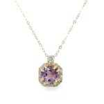 Yellow Gold Amethyst Necklace with Diamonds