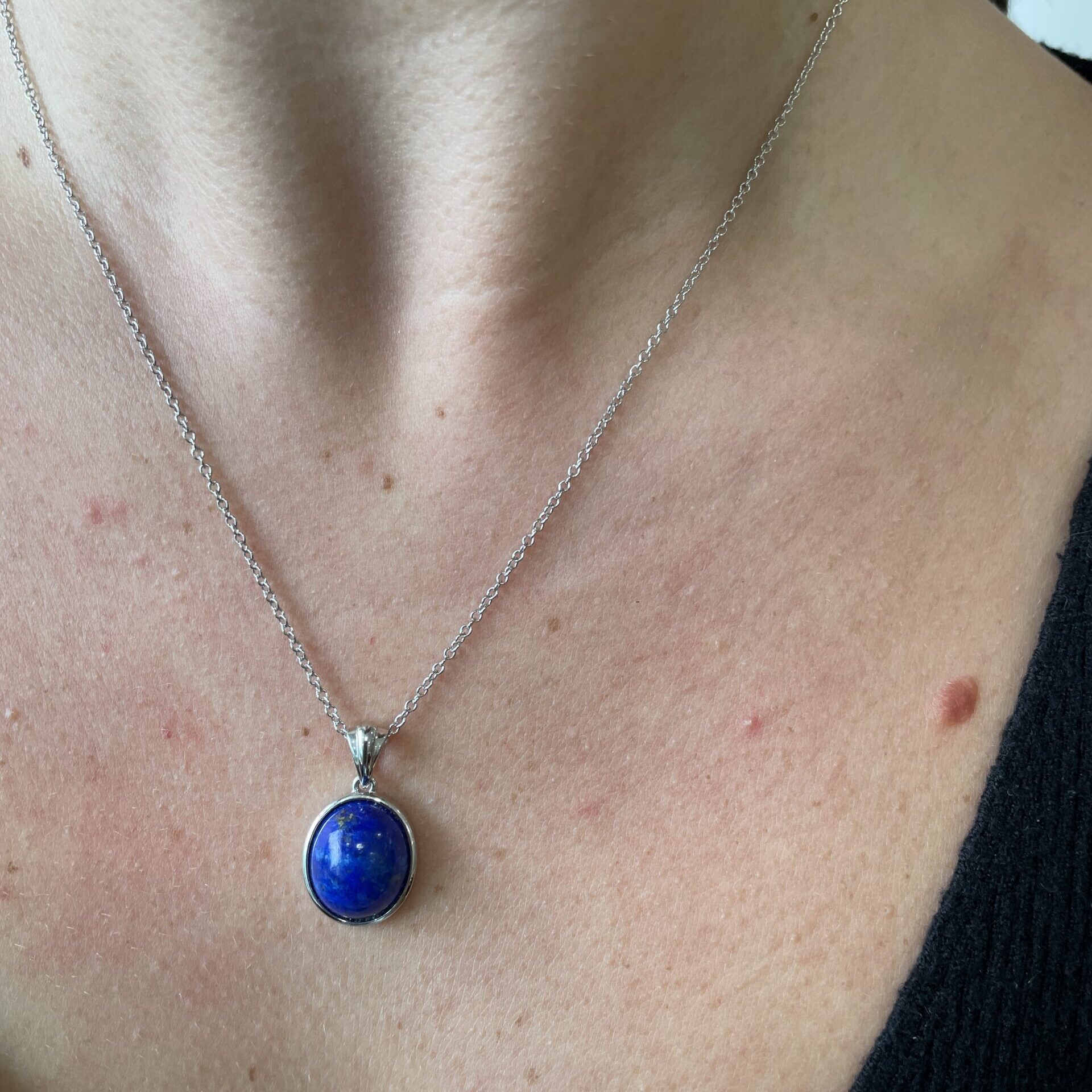 Sterling Silver Lapis Pendant Necklace