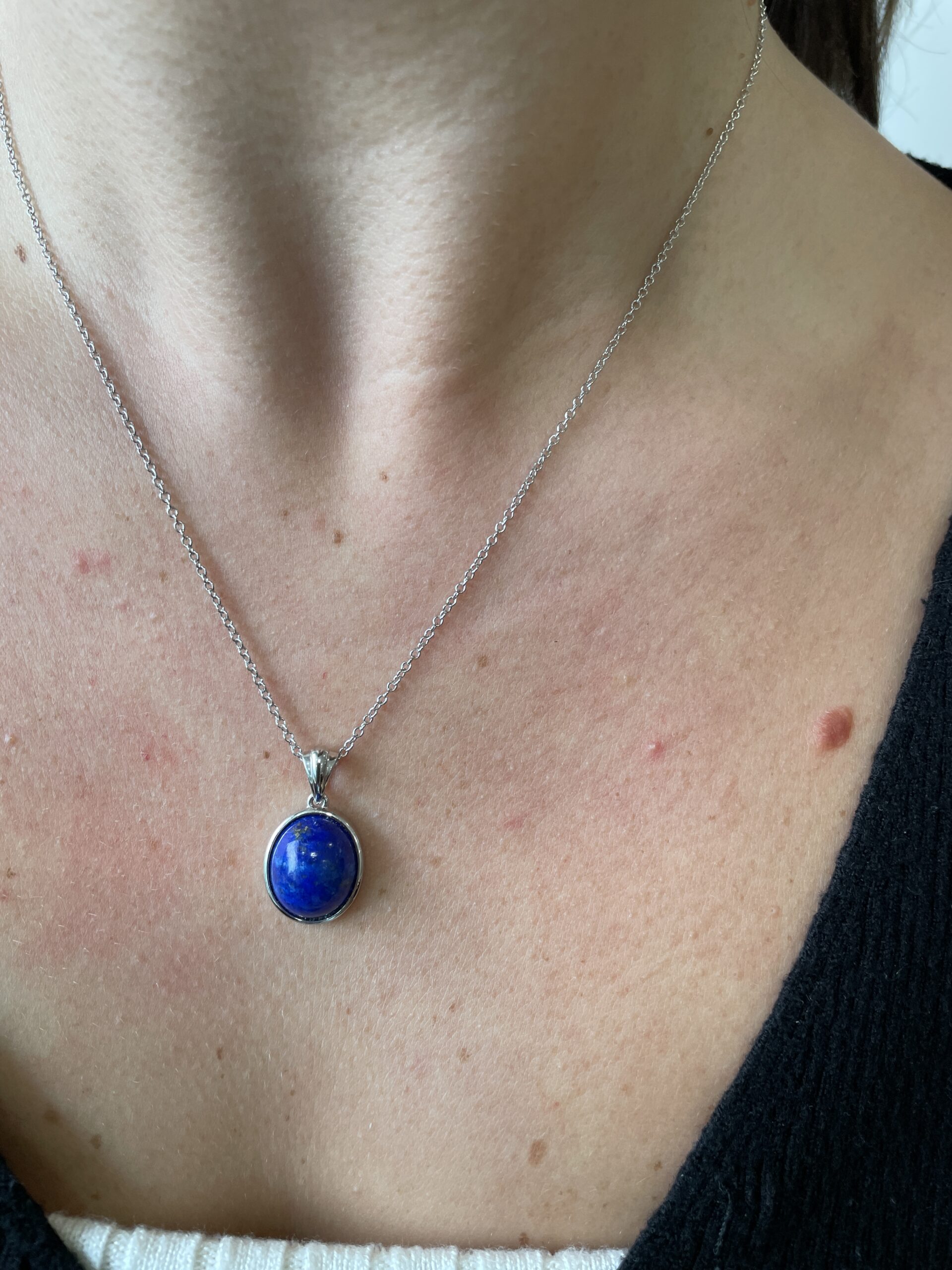 Sterling Silver Lapis Pendant Necklace