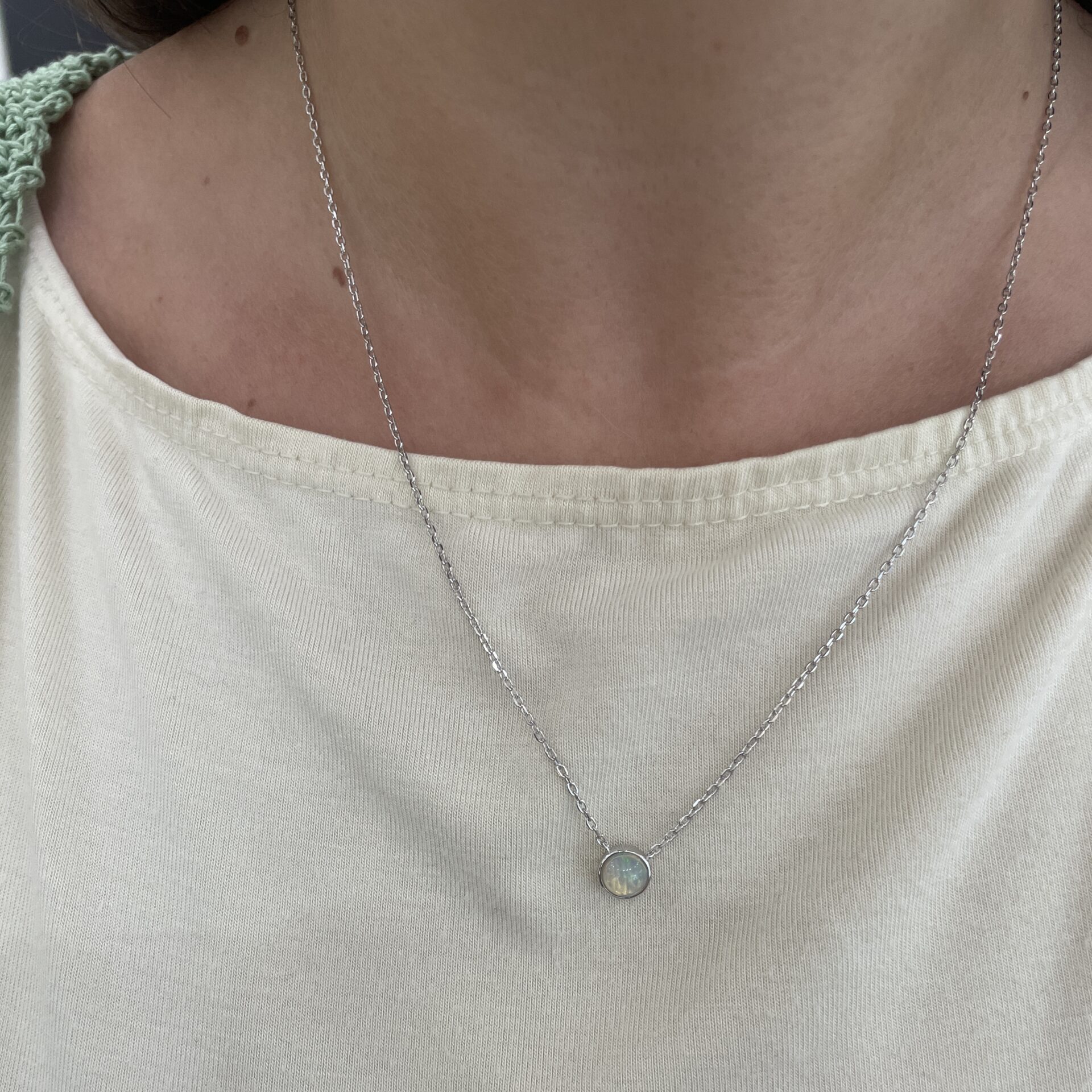 Sterling Silver Opal Necklace