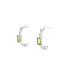 Sterling Silver Peridot Hoop Earrings