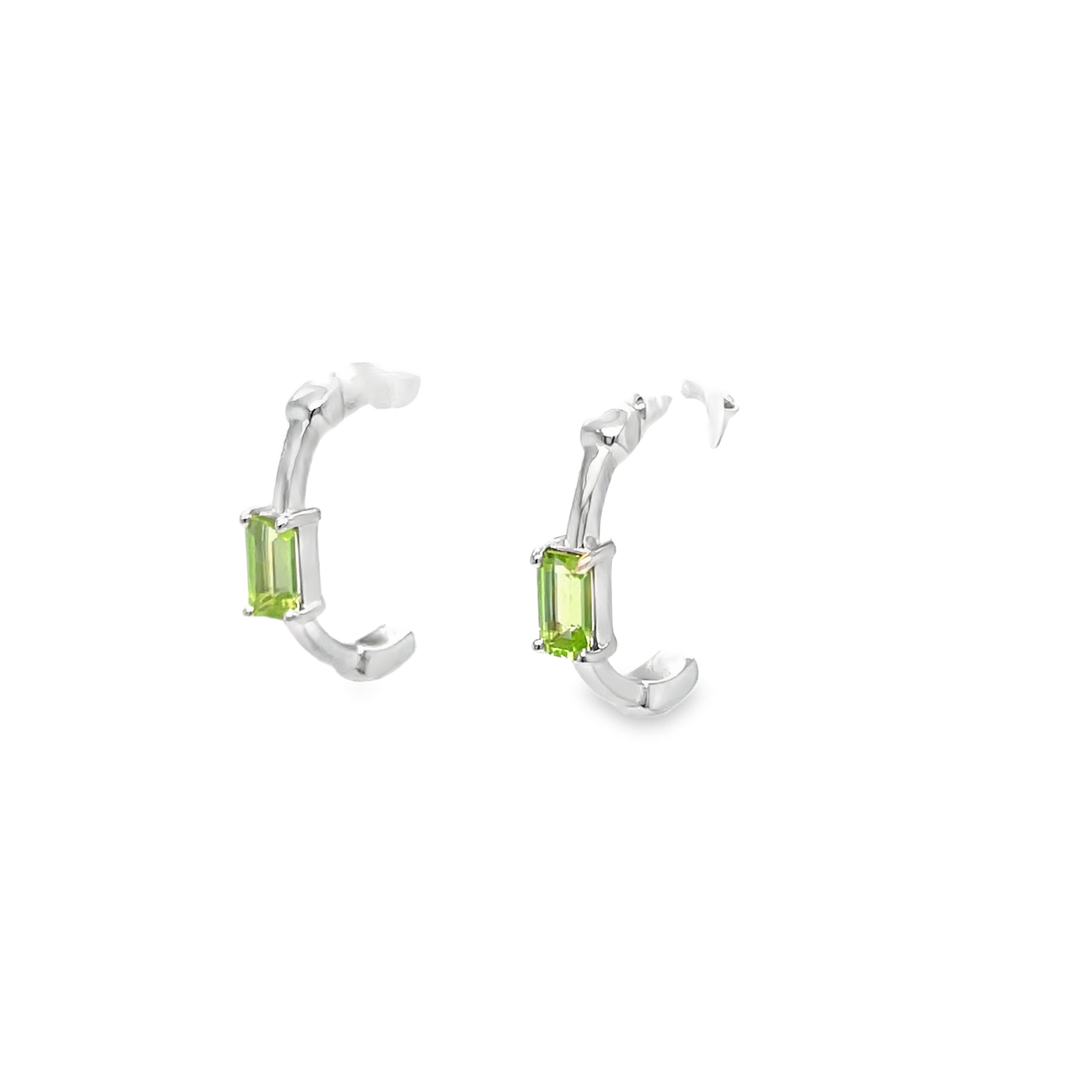 Sterling Silver Peridot Hoop Earrings