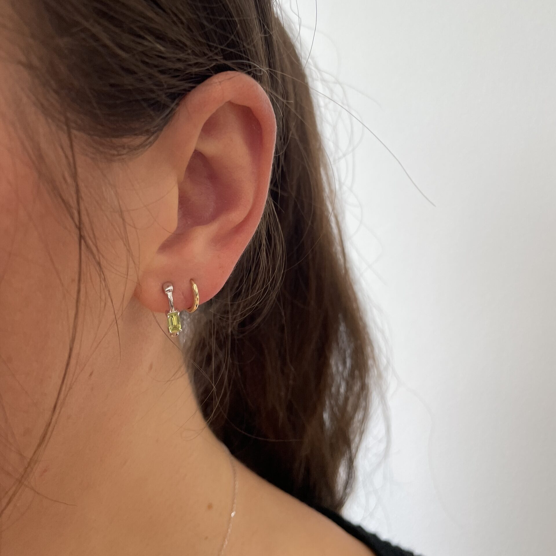 Sterling Silver Peridot Hoop Earrings