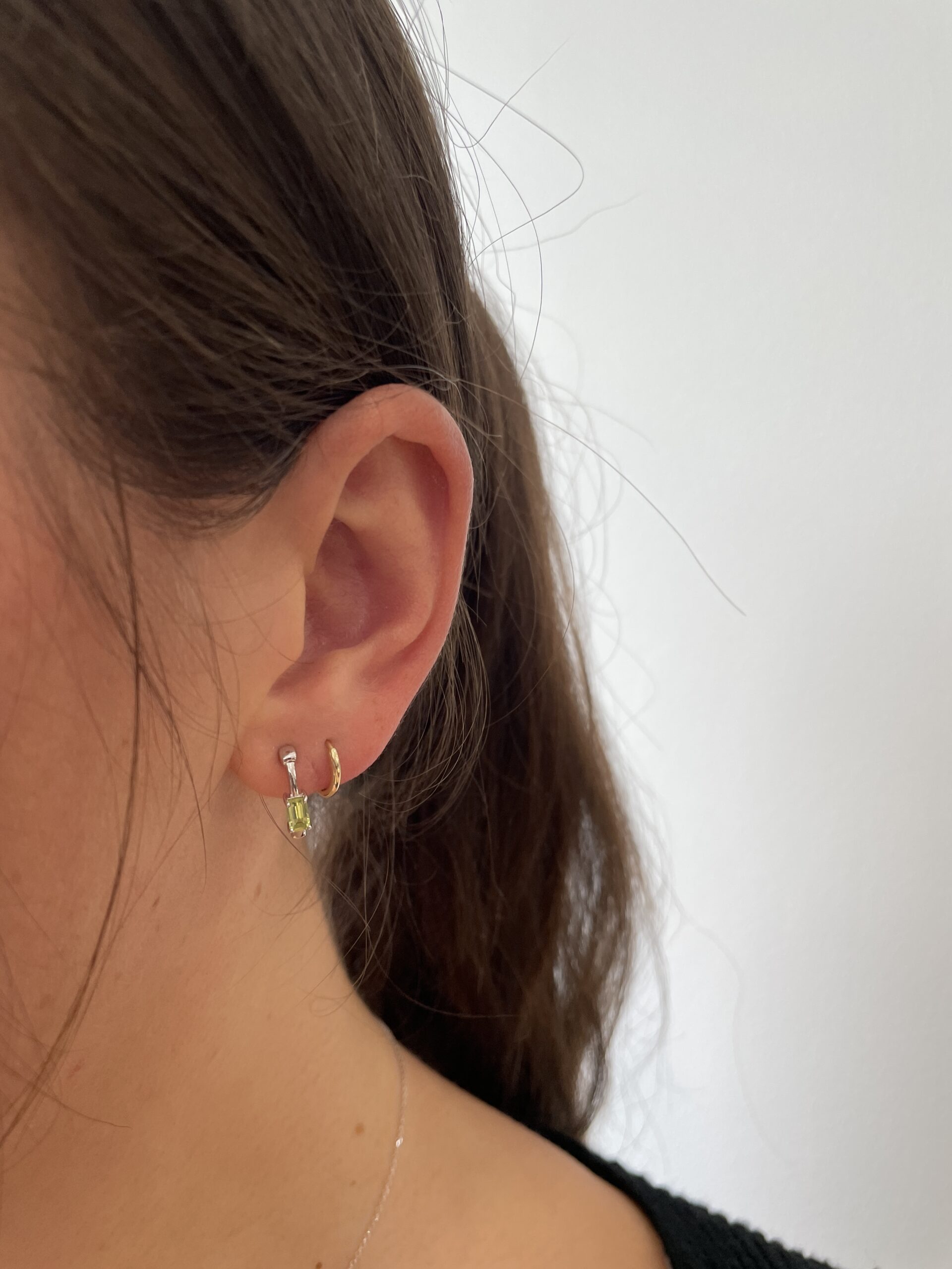 Sterling Silver Peridot Hoop Earrings