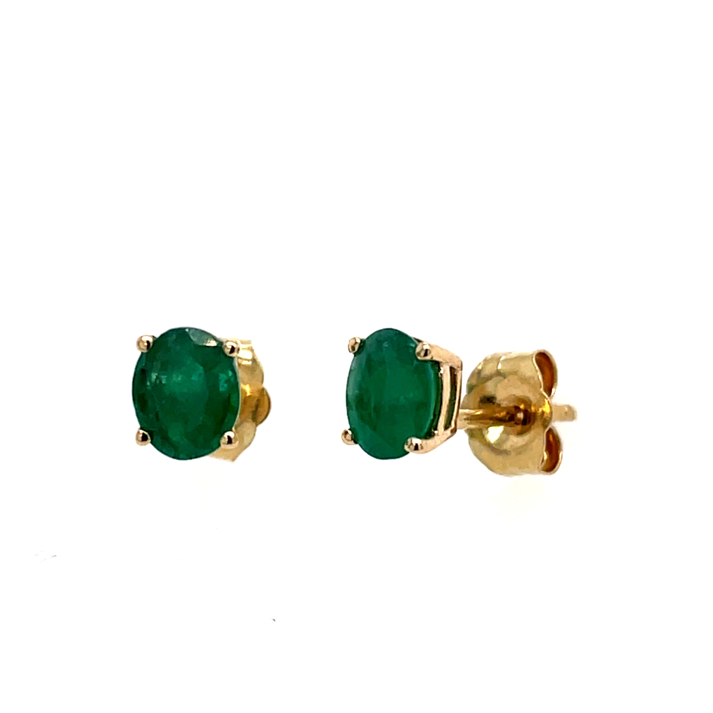 Yellow Gold Emerald Stud Earrings