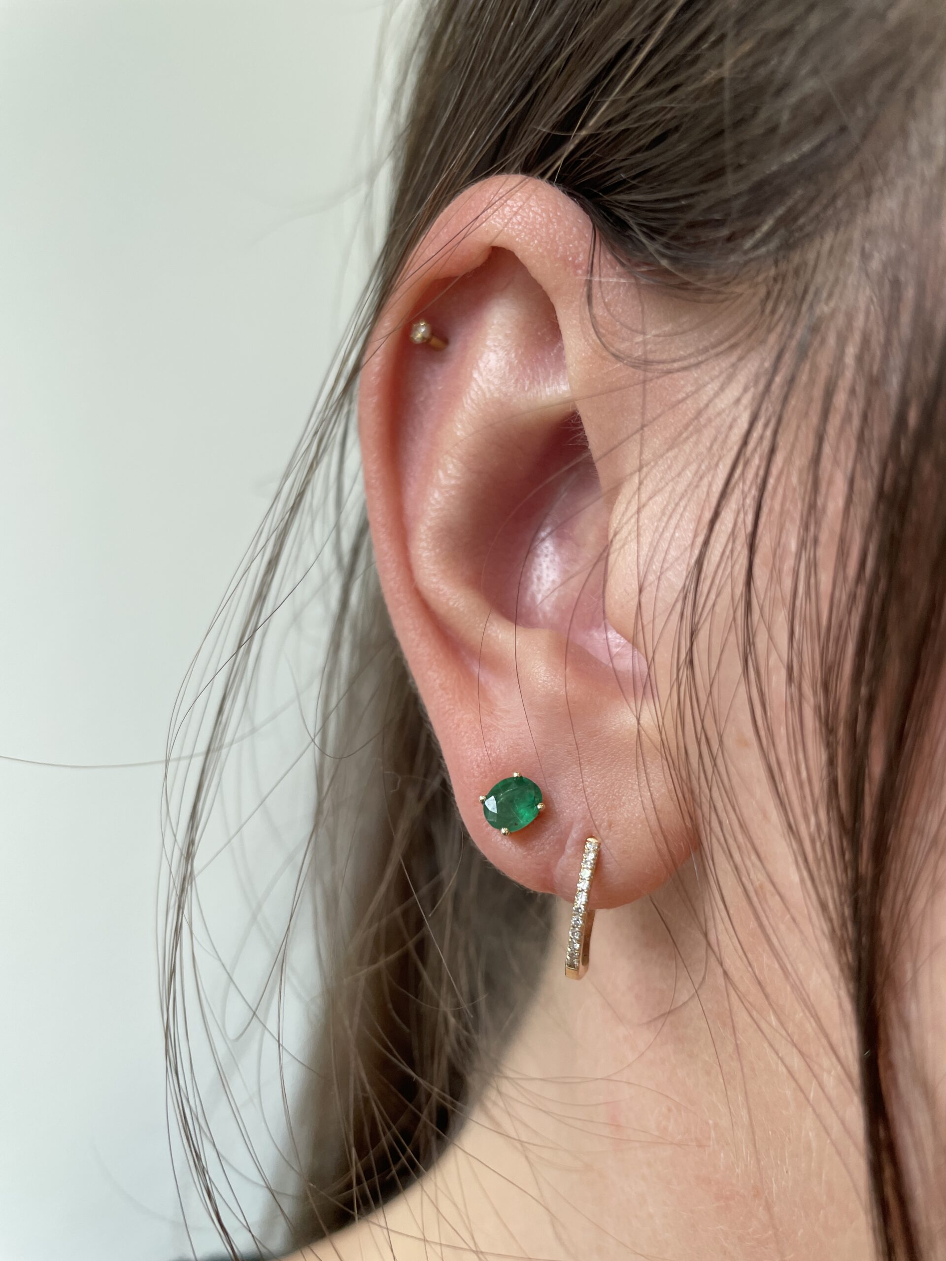 Yellow Gold Emerald Stud Earrings