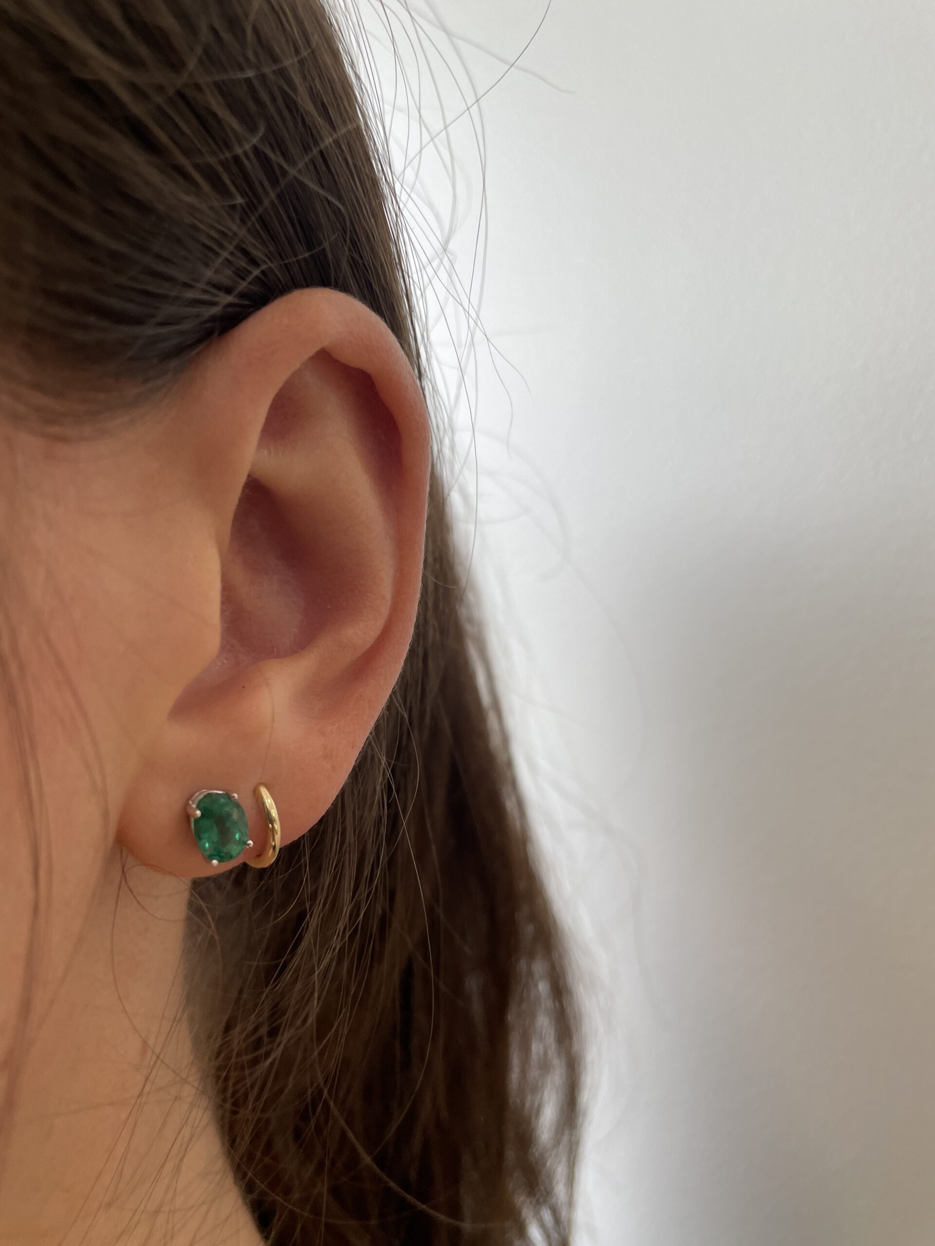 White Gold Emerald Stud Earrings
