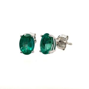 White Gold Emerald Stud Earrings