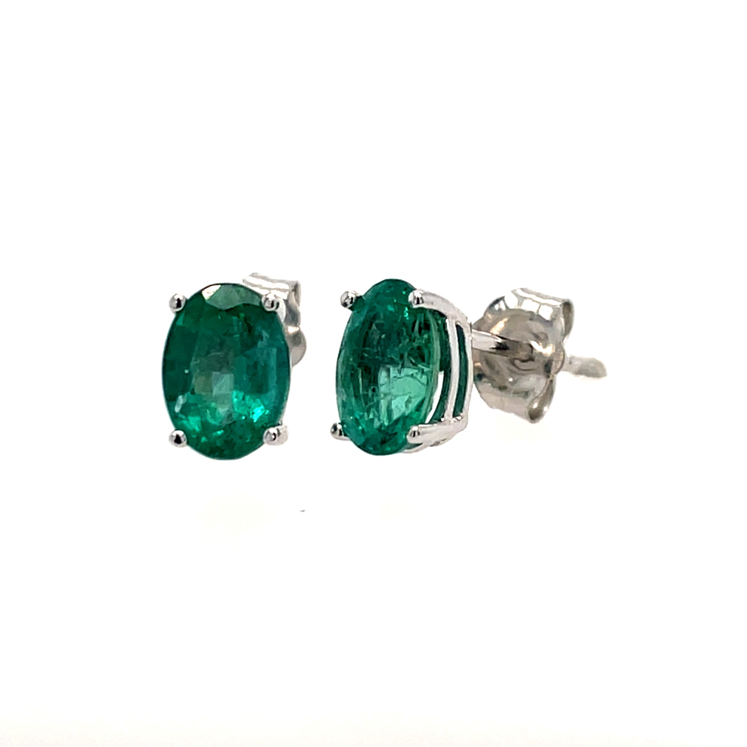 White Gold Emerald Stud Earrings