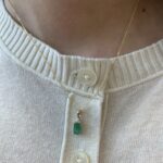Yellow Gold Emerald Necklace with Diamonds