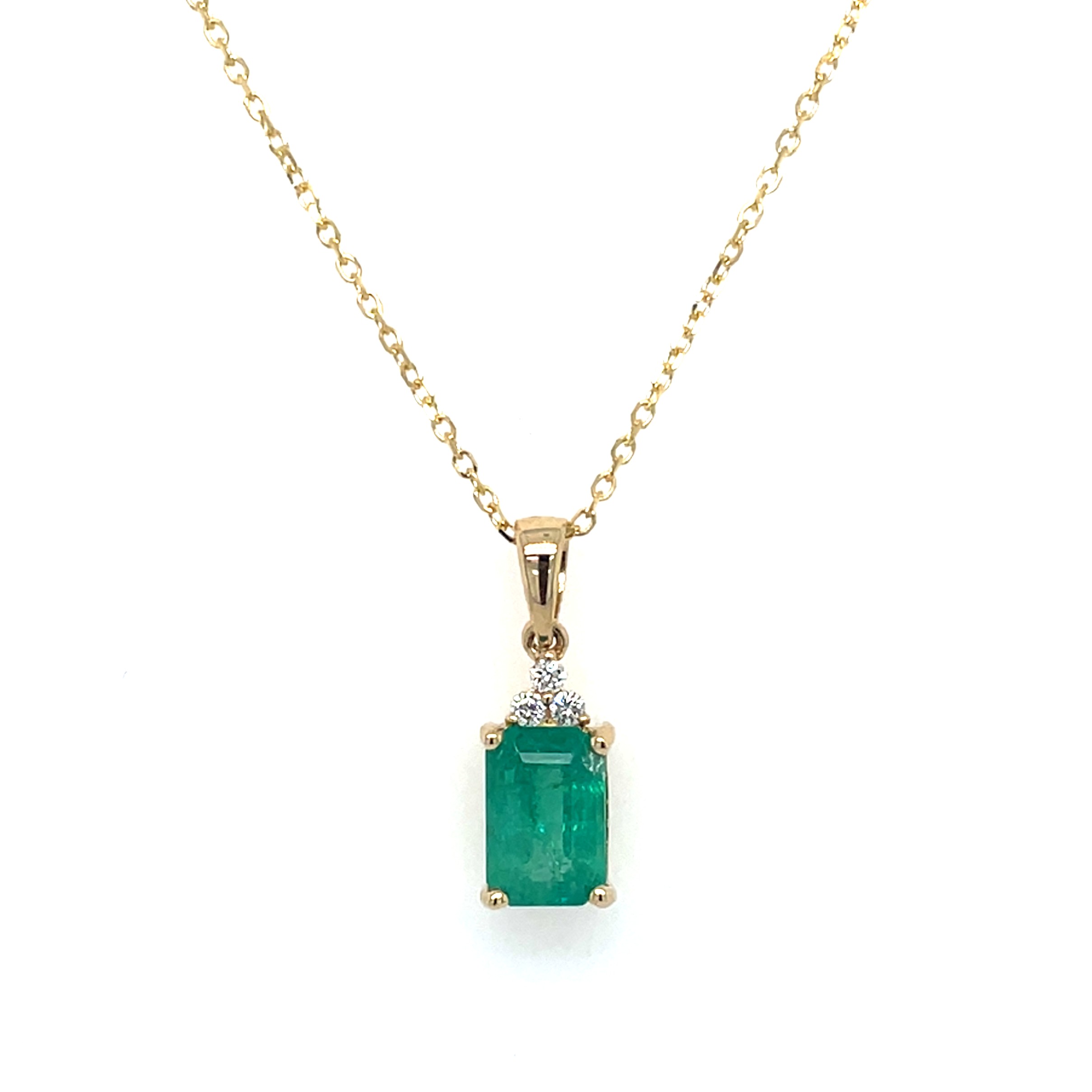 Yellow Gold Emerald Necklace with Diamonds
