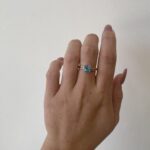 Yellow Gold Blue Topaz Ring with Diamonds