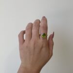 Yellow Gold Peridot Ring with Diamonds