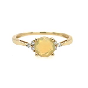 Yellow Gold Opal Ring with Diamonds