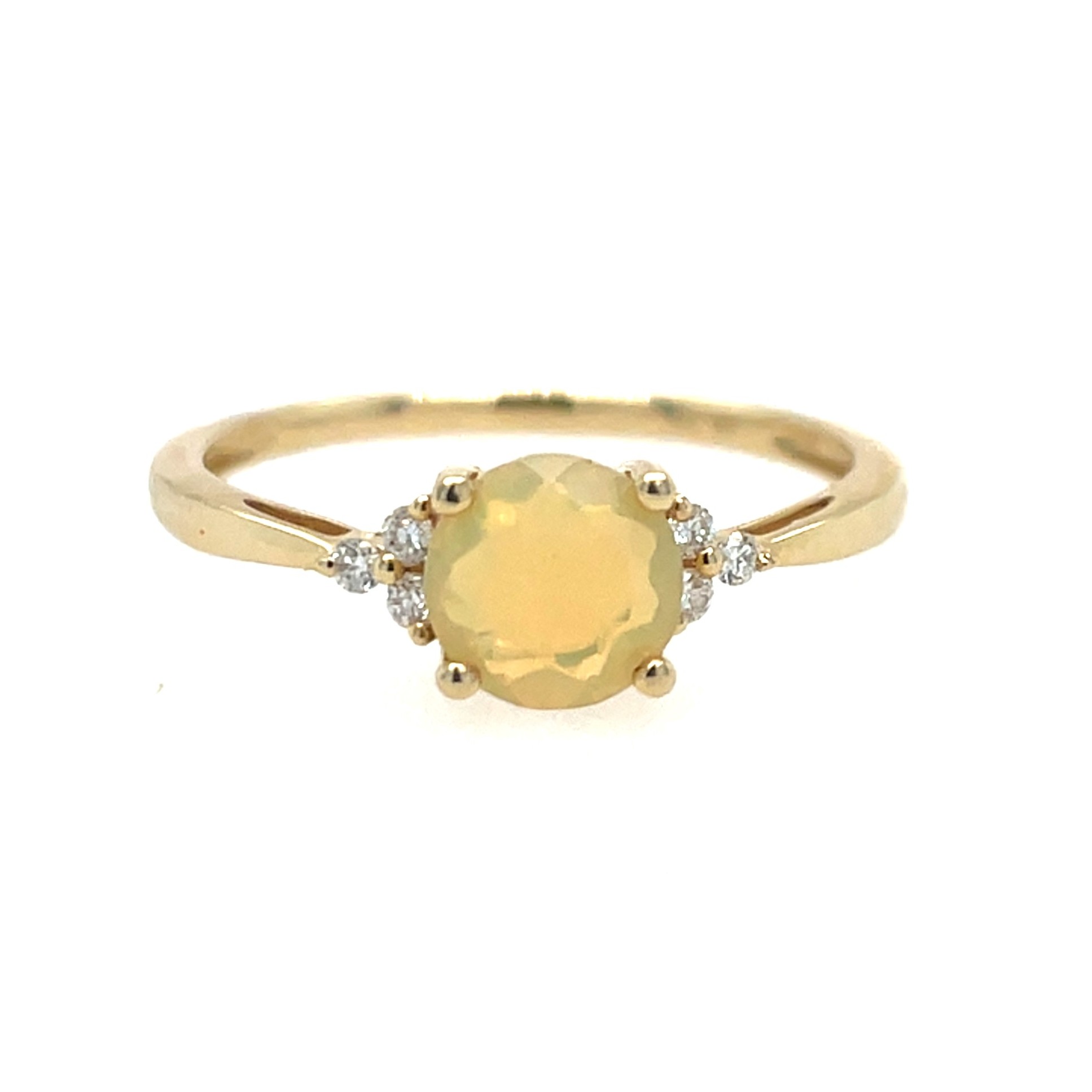 Yellow Gold Opal Ring with Diamonds
