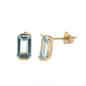 Yellow Gold Emerald-Cut Aquamarine Earrings