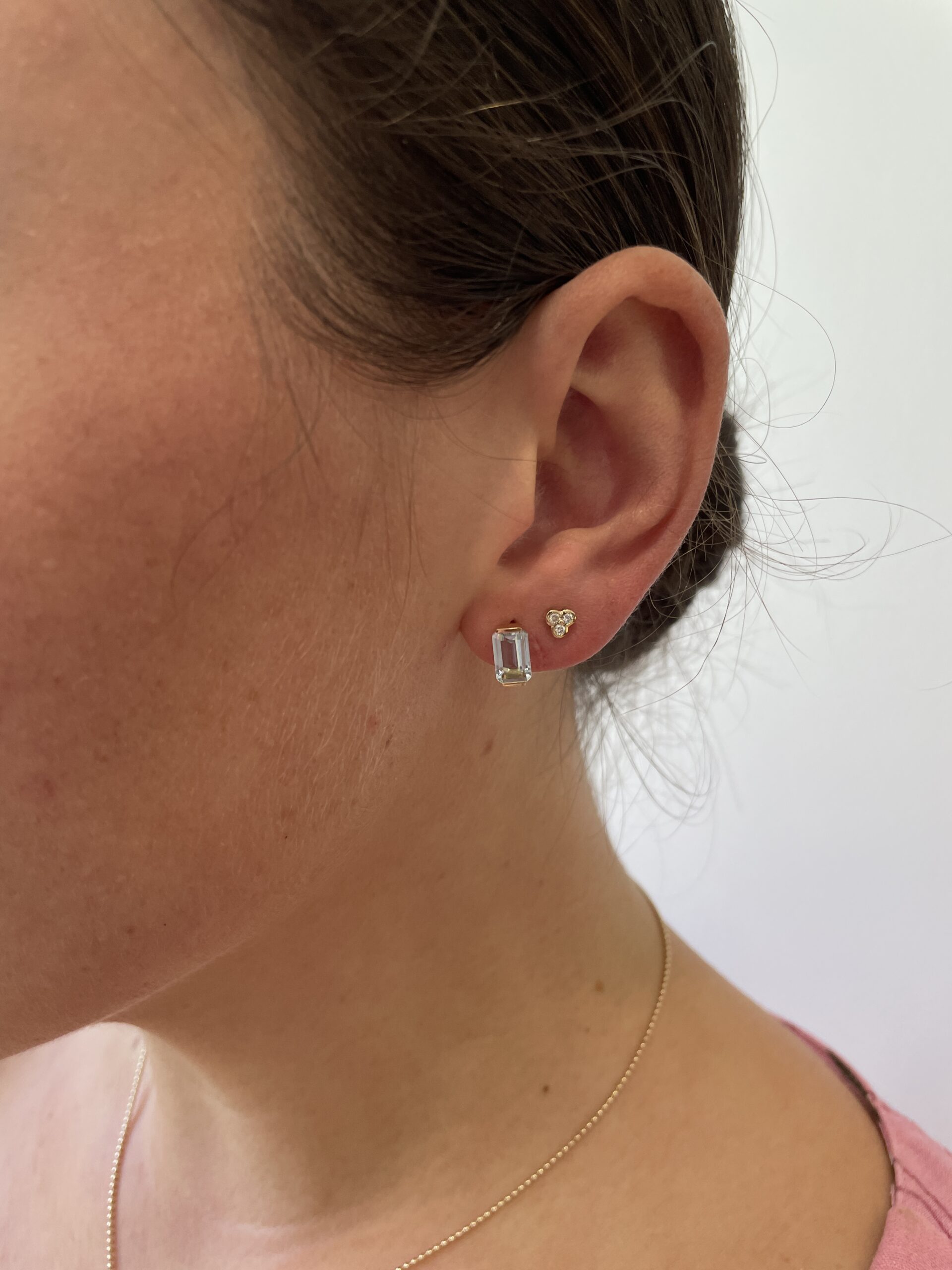 Yellow Gold Emerald-Cut Aquamarine Earrings