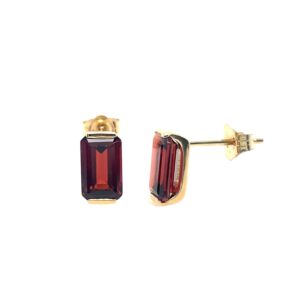Yellow Gold Emerald-Cut Garnet Earrings