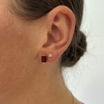 Yellow Gold Emerald-Cut Garnet Earrings