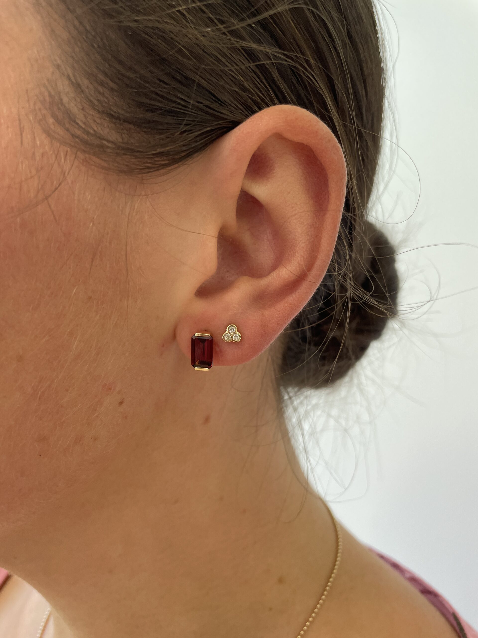 Yellow Gold Emerald-Cut Garnet Earrings