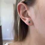 Yellow Gold Sapphire Stud Earrings with Diamond Halos