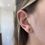 Yellow Gold Sapphire Stud Earrings with Diamond Halos