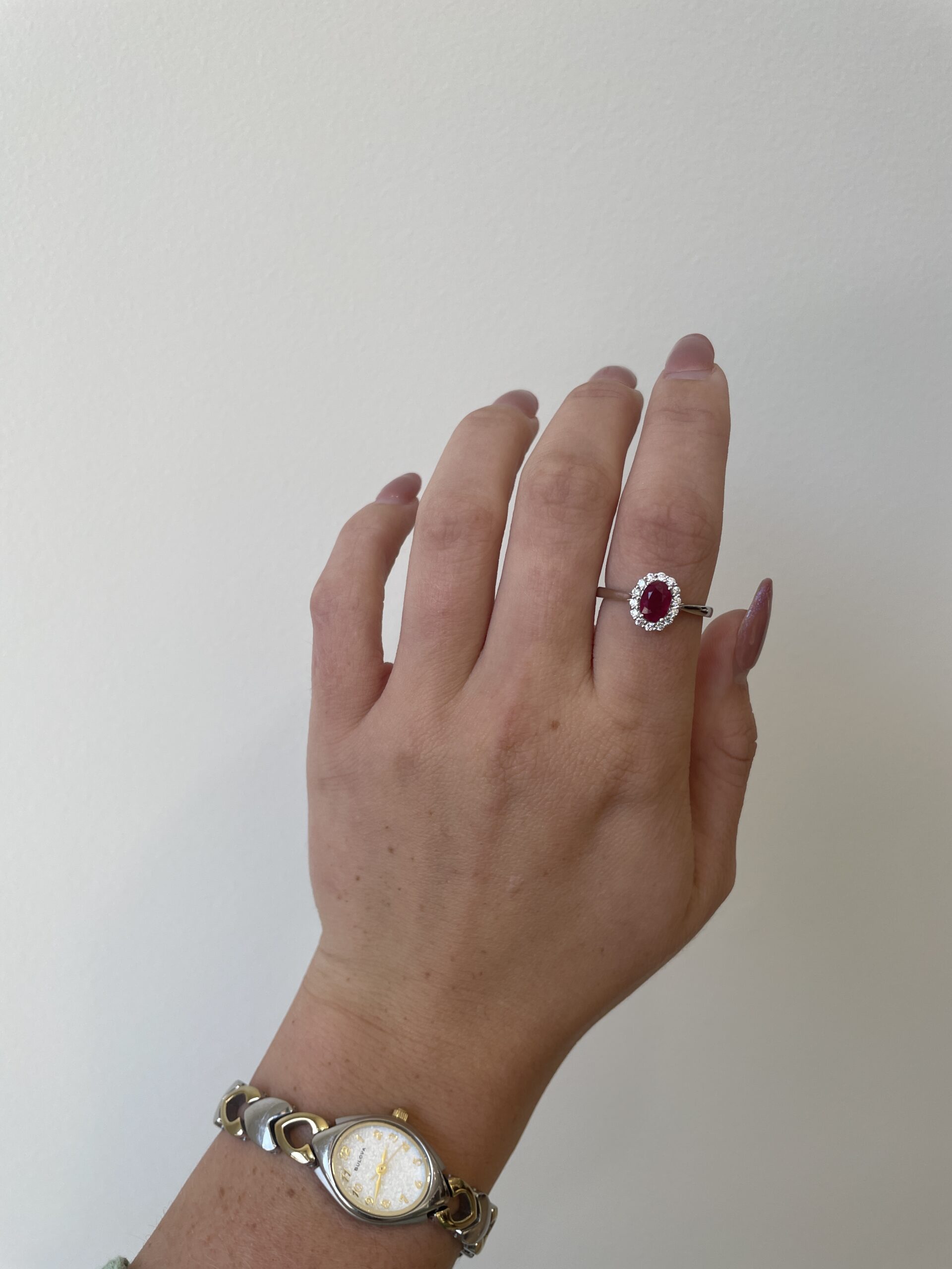White Gold Ruby Ring with Diamonds