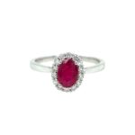 White Gold Ruby Ring with Diamonds