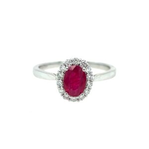 White Gold Ruby Ring with Diamonds