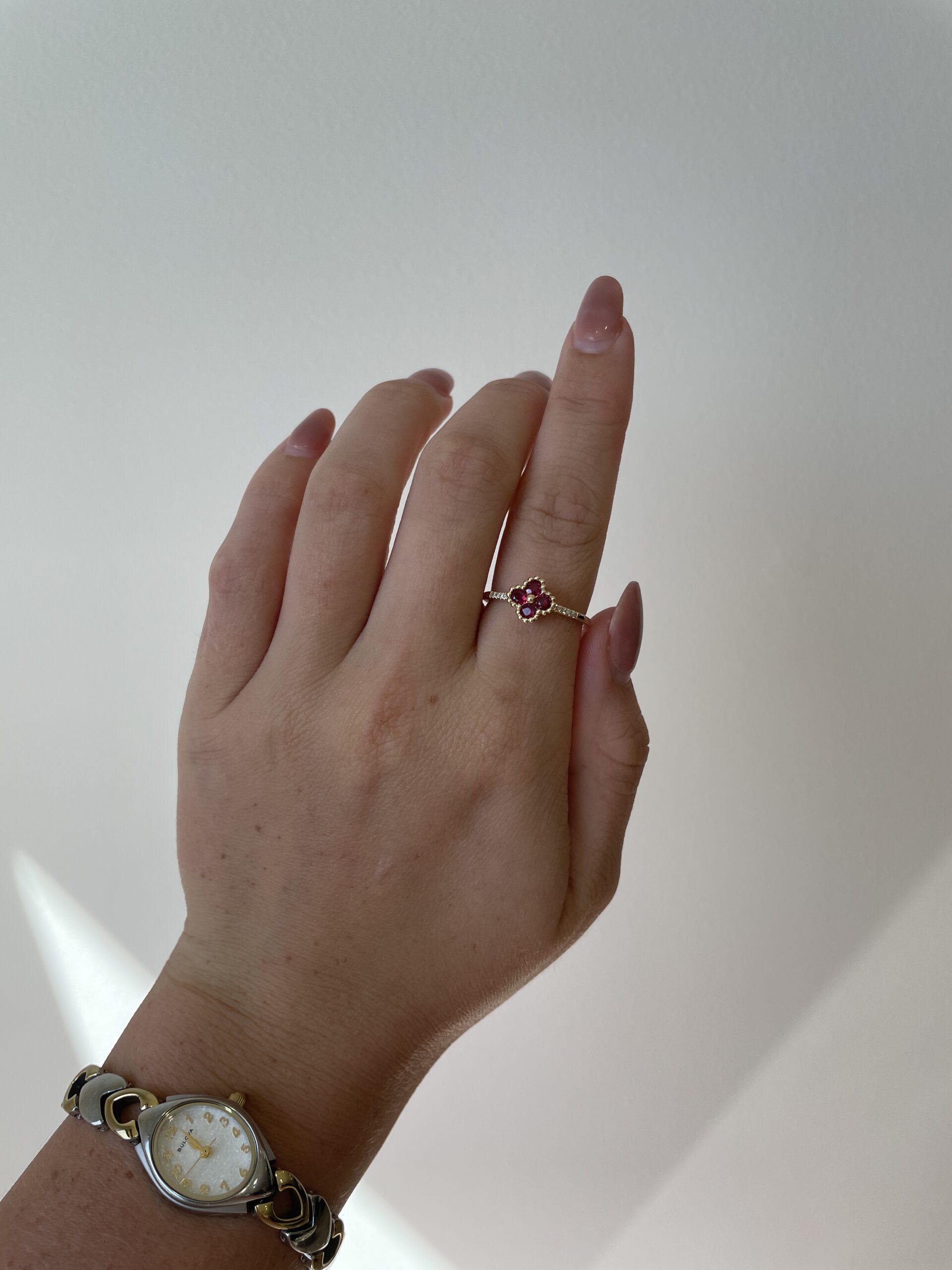 Yellow Gold Quatrefoil Ruby Ring