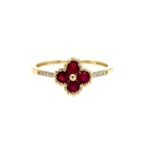Yellow Gold Quatrefoil Ruby Ring