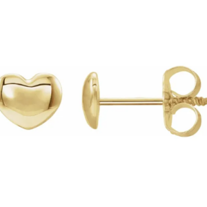 Yellow Gold Puffed Heart Earrings