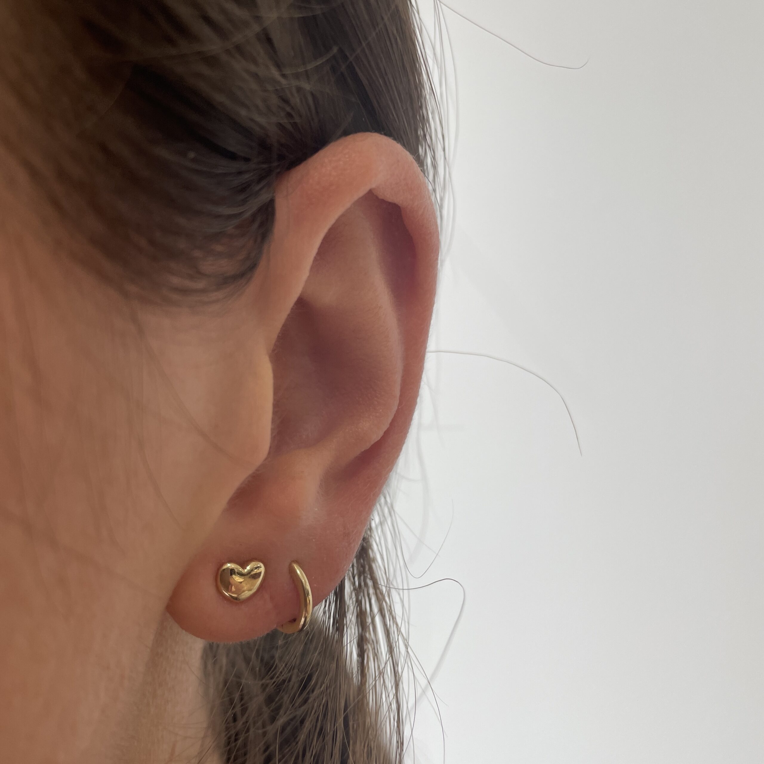 Yellow Gold Puffed Heart Earrings