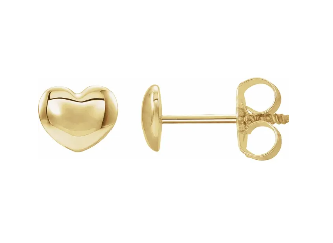 Yellow Gold Puffed Heart Earrings